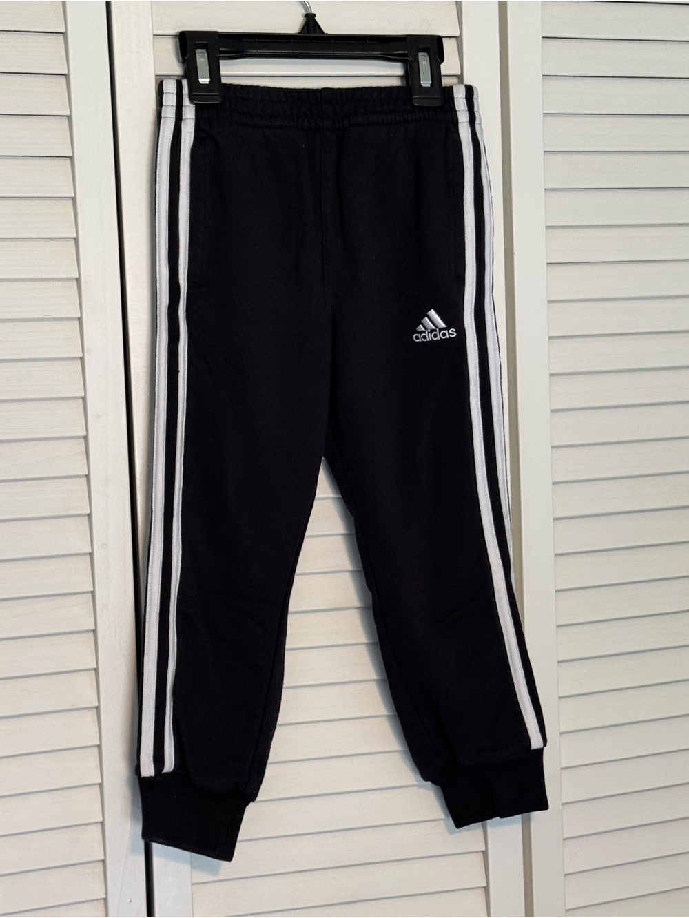 adidas 4T Black Track Pants with White Stripes